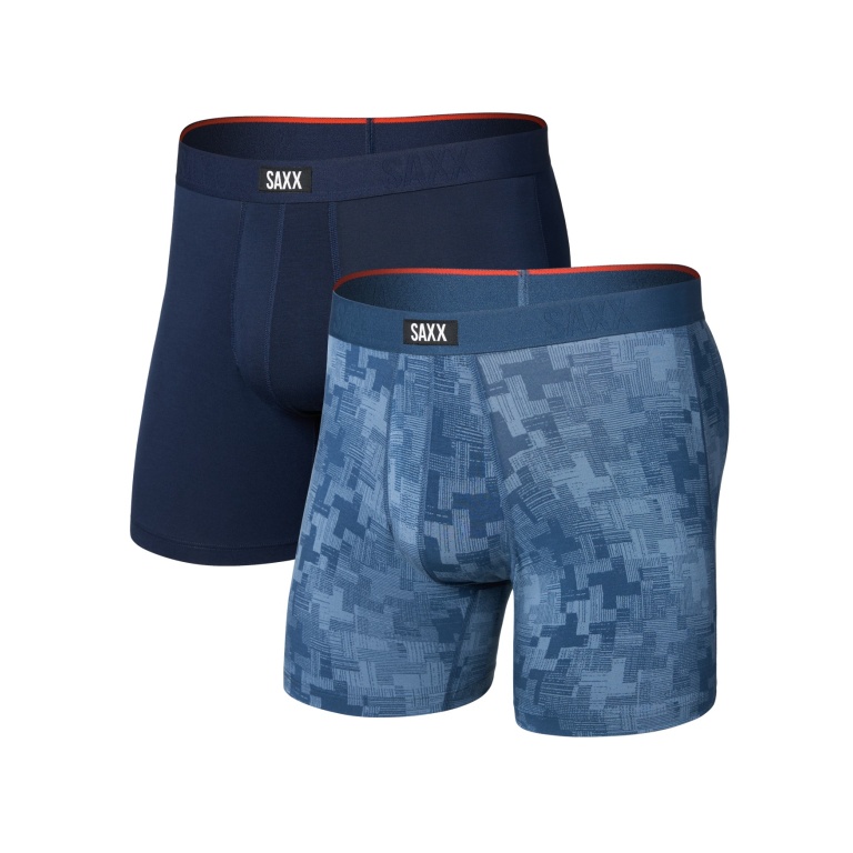 SAXX Boxershorts Vibe Xtra Soft Comfort Boxer Brief Fly dunkelblau/blau Herren - 2 Stück